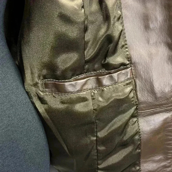 Guillaume Leather Jacket Large – Brown Basket-Weave Trim,‎ Genuine Leather - Picture 8 of 11